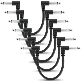 Guitar Patch Cables 3/6-Pack, 6-Inch Right Angle 1/4" TS Flat Cables