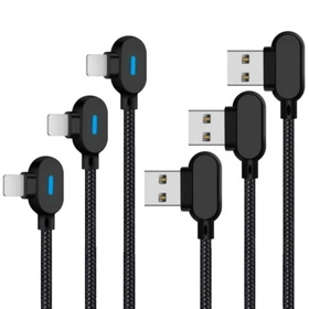 1/3 Pack 90 Degree USB Fast Charger Cable 3Ft 6Ft For iPhone 14 13 12 11 8 Cord