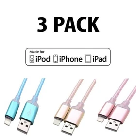 Tariff Free LED Light-Up iPhone Charging Cables (3-Pack) &ndash; Choose Your Colors!