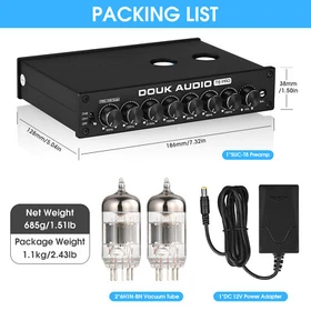 Douk Audio T8 Pro 7-band Tube EQ Equalizer Stereo Balanced XLR / RCA Preamp