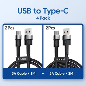 2PCS USB Type-C Fast Charging & Data Cables &ndash; 3A, Durable, 1M & 2M Options