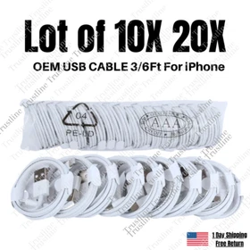 Bulk Lot USB Charger Cable 3Ft 6Ft For iPhone 6 7 8 X XR XS Max 11 12 13 14 Cord