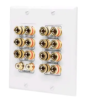 WP16 OSD AUDIO Theater Wall Plate Banana Jacks Labeled