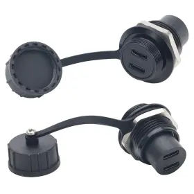 5367 PENGLIN Dual Usb Waterproof Coupler Female Round