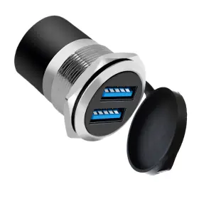 SOCKET-2USB3-R-FTF-SILVER YIKAIEN Dual Usb Panel Mount Round