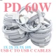 USB C To USB C Cable For iPhone 15/16/17/iPad/Samsung 60W Fast Charger Cord Lot