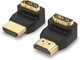 VCE HDMI 90 and 270 Degree Adapter 2-Pack, Right Angle Male to Black 