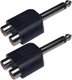 CESS 6.35mm Mono Male to Dual RCA Female Splitter Adapter, 2 Pack Silver 
