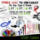 Type C USBC to USB Cable 3FT/6FT/10FT Fast Charge Cord lot Android Phone Braided