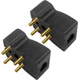 NECABLES 2Pack 4 Prong Phone Jack Adapter Telephone Plug 4 Black 2pcs