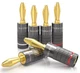 BlueRigger Banana Plugs 3 Pairs / 6 pcs (Closed Dual Screw) - 6 3 Pairs, Gold 