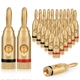 SUNJOYCO 12 Pairs Speaker Banana Plugs, 24K Gold Open screw-12 Pair,