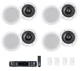 Rockville 4-Room Home Audio Receiver Amp+(8) 6.5" Ceiling Speakers+Wall Controls