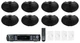 (8) Rockville 16 Ohm Dual 4" Black Outdoor Home Patio Speakers+Receiver+Controls