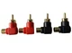 Conwork 4-Pack RCA Male to Female 90 Degree Right Angle (2Black+2Red) 