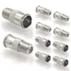 VCE Coaxial Cable Quick Connector, Push On Male 10-Pack, Nickel-Plated 