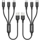 2 Pack Short Multi Charger Cables 3 In 1 Multiple USB Fast Charging Cords
