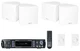 Rockville 2-Room Home Audio Receiver+(4) White 3.5" Cube Speakers+Wall Controls