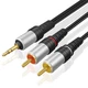 TNP 3.5mm to RCA Audio Cable - 25 Feet Gold Plated HiFi Sound Aux 25FT, Black 