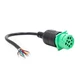 MasTrack Type 2 Green J1939 9pin Male to Open Cable | 1 Foot | Adapter Cable for