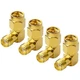 onelinkmore SMA Male to Female Right Angle 90-Degree Adapter Gold 4-Pack 