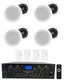 Rockville 4-Room Home Audio Kit w/Receiver+White Ceiling Speakers+Wall Controls
