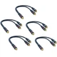 DteeDck RCA Splitter - 1 Female to 2 Male, 5 Pack, 8 Inch 0.66ft, Dark Blue 