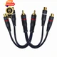 CNHIDEE RCA Splitter 1 Male to 2 Female 2 208 mm / 8.5 inches, Dark Blue