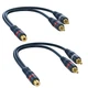 DteeDck RCA Splitter 1 Female to 2 Male 2 Pack, RCA Y Splitter Audio Video Cabl