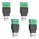 WMYCONGCONG 4 PCS USB 2.0 Type A Male Female to 5 Pin Bolt Screw black 