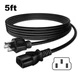 5ft UL AC Power Cord For Audiolab 6000N Play Wireless Streaming Player (Black)