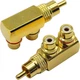 zdyCGTime RCA Splitter Adapter,90 Degree Right Angle Male to 2 GOLD