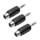 ZJKJHJY 3.5mm Male to RCA Female Adapter, 3-Pack, Black Audio 