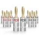 VCELINK Banana Plugs for Speaker Wire 6 Pairs/12 Pcs, 24K Gold 6 Pair, sliver