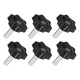 uxcell 6Pcs M8 x 25mm Star Knobs, Plastic Hex Shaped x 25mm, Black