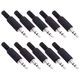 Fancasee 10-Pack 3.5mm 1/8" Replacement Repair Jack TRS Stereo Male Black 