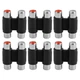 BTFO 6pcs RCA Female to Coupler, Dual Adapter Cable black, silver 
