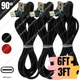 1/3Pack 3Ft 6Ft USB C Cable 90 Degree LED Fast Charging Cord For Samsung Android